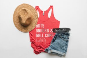 etsy bats snacks and ball caps tank top