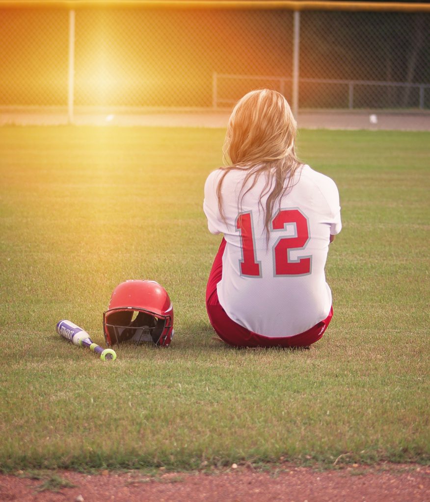 softball player on the grass