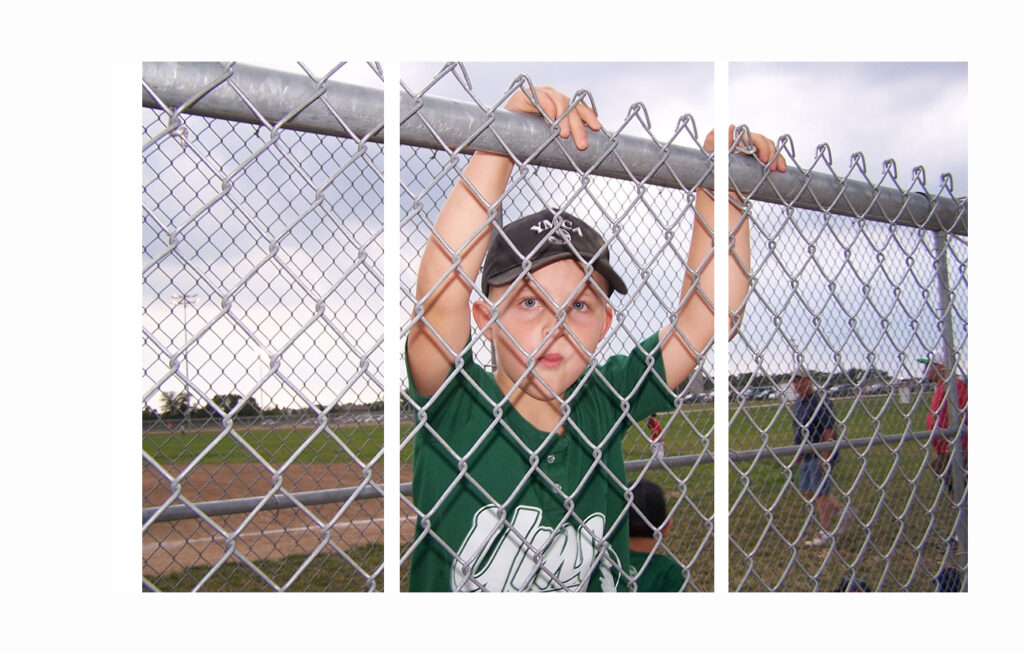 boy at fence triptych