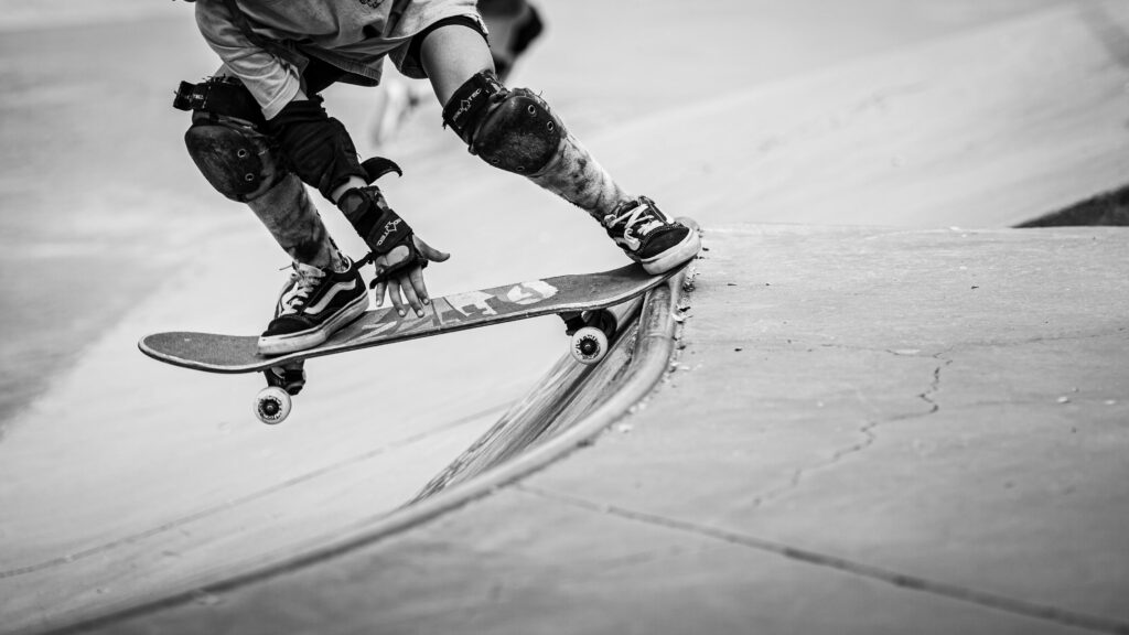 skateboarder dropping in
