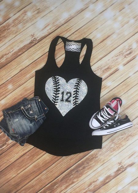baseball heart with number