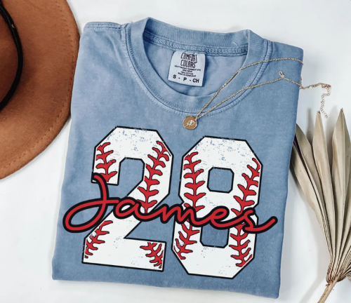 custom name and number baseball t-shirt