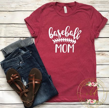 red baseball mom t-shirt