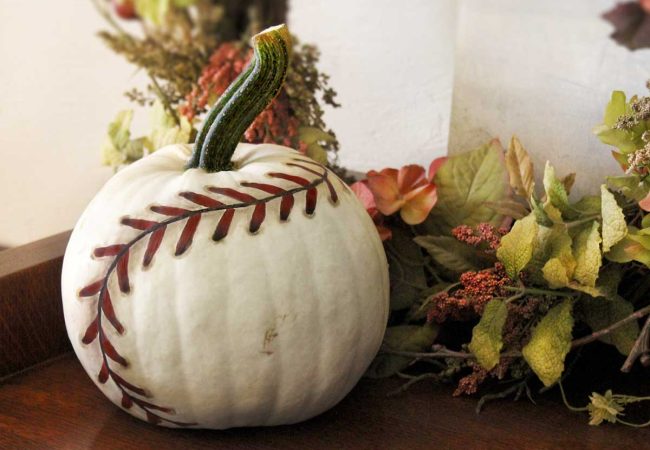 white-painted-baseball-pumpkin